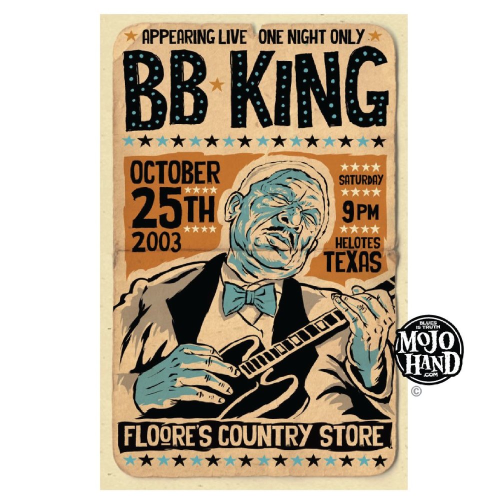 BB King Blues tour poster - 2003 - 12"x18" signed by the poster designer